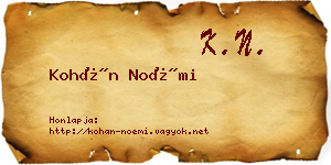 Kohán Noémi névjegykártya